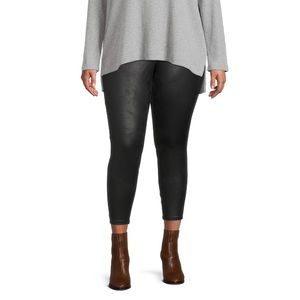 NWOT Terra & Sky Faux Leather, Plus-Sized Leggings- Black- 2X